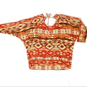 Games Appearance Tribal Aztec Print Dolman Top